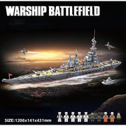 3151PCS Military WW2 Large Heavy Battleship BH Figure Model Toy Building Block Brick Gift Kids DIY Compatible Lego
